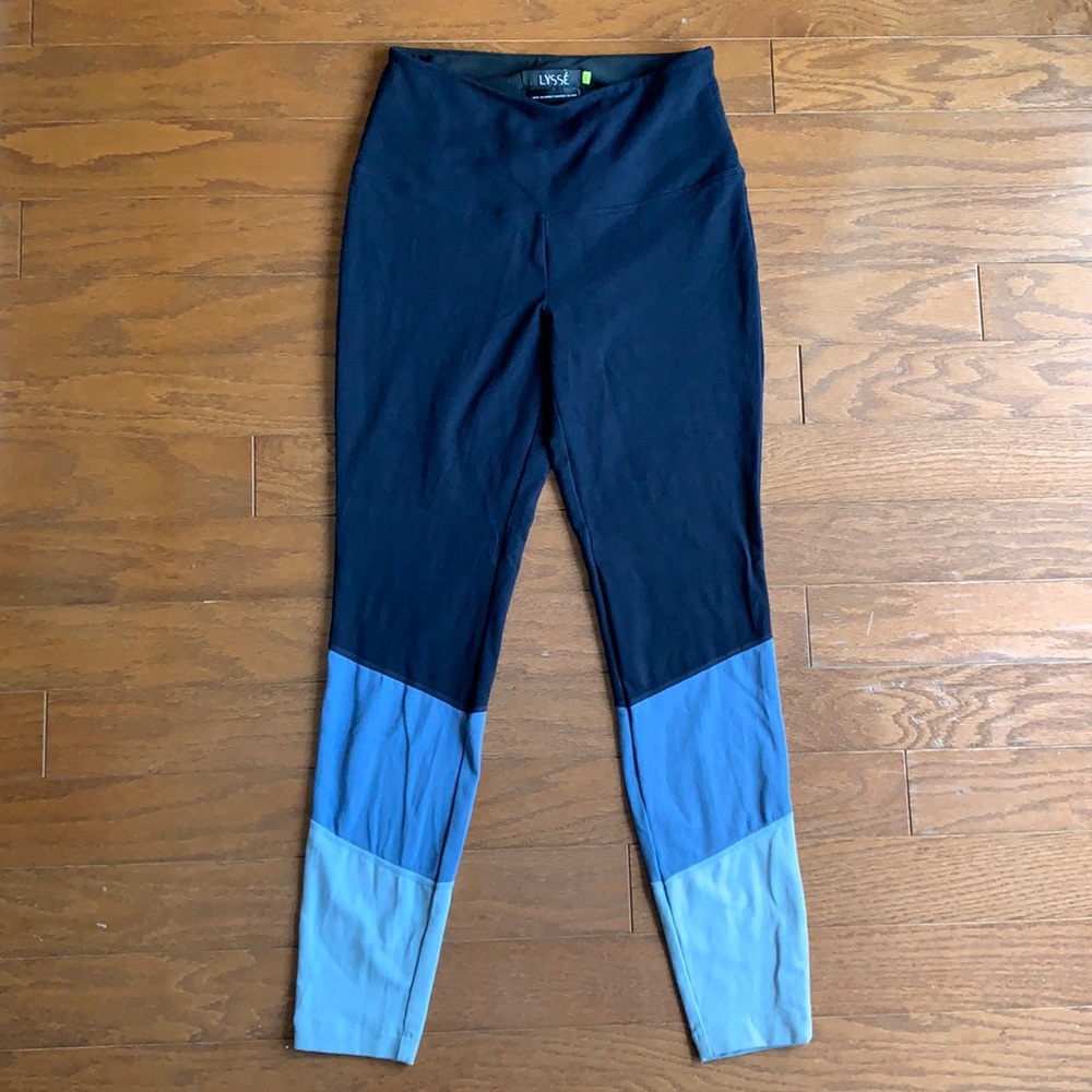 Lysse Navy Blue Colorblock High Waist Compression Leggings Size Small